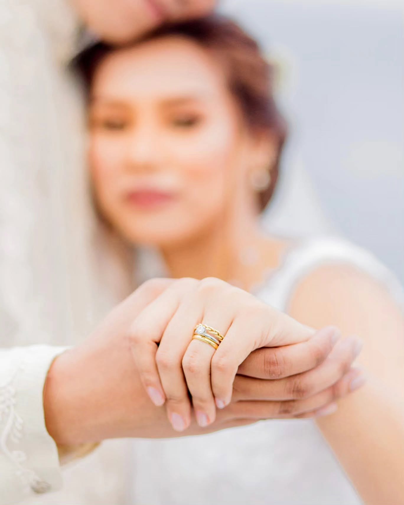 Bride wearing her wedding ring